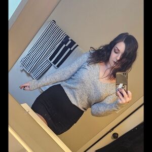 Cropped V-Neck Sweater